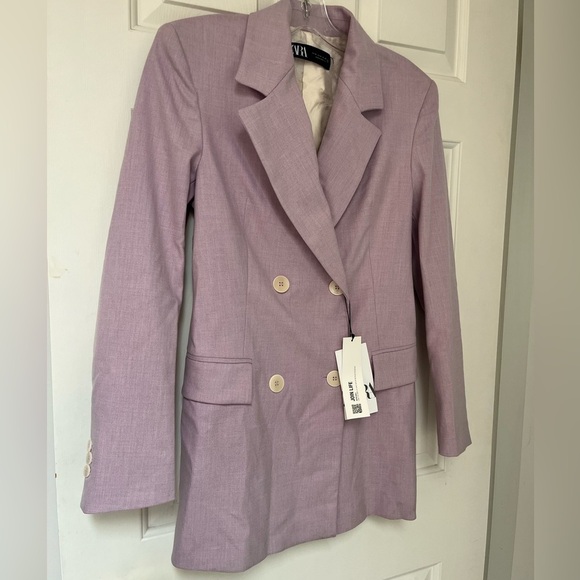 NWT ZARA Lilac Tailored Double-Breasted Blazer | XS - Picture 7 of 16